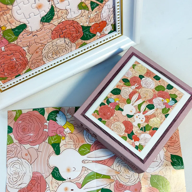 Rose Flower Couple Puzzle Blue